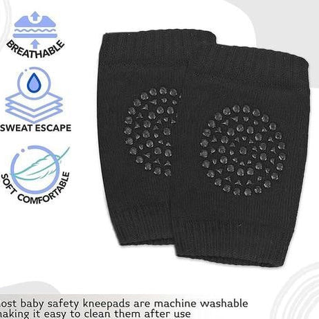 (Pack of 2 Pairs) Soft Elastic Anti Slip Crawling Safety Protector Leg Cushion Knee Elbow Brace Pads For Babies and Toddlers