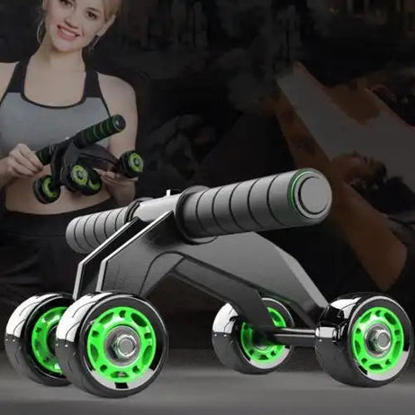 Metal 4 Wheel Abdominal Exercise Roller For Man and Woman Tool With Box