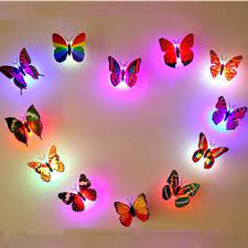 Pack Of 10 Imported Butterfly Stickers With LED As Beautiful Butterfly Night Lamp & Decorative. Rs 999