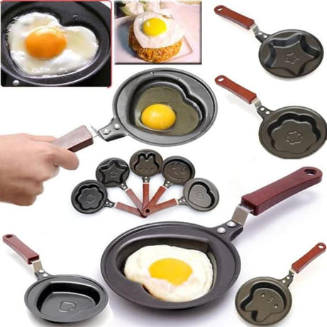 (Pack of 2) Steel Mini Assorted Varieties Non Stick Egg Omelette Various Cartoon Shaped Poele Egg Frying Pan Pot with Box For Kitchen and Outdoor