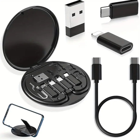 5 in 1 Portable Multifunctional 60W Charging Data Cable Set and Mobile Phone Holder Storage Box For All Devices