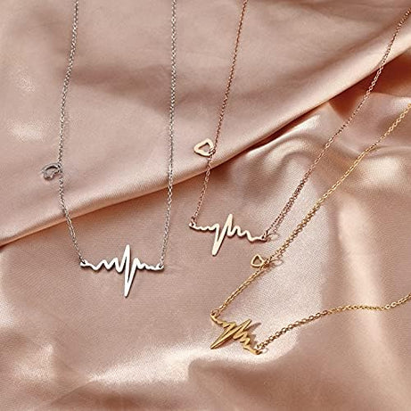 Heart Beat Golden Necklace Women Stainless Steel