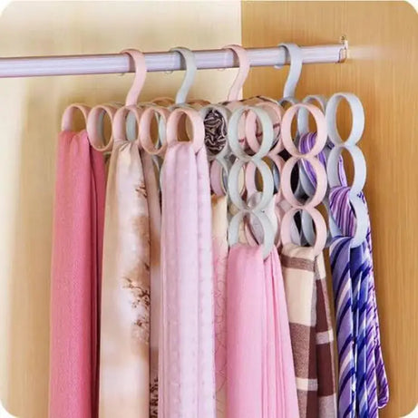 Pack of 4 Triple line Plastic Ring Hanger for Scarf, Shawl, Tie, Belt, Closet Accessory Wardrobe Organizer 4 Pcs