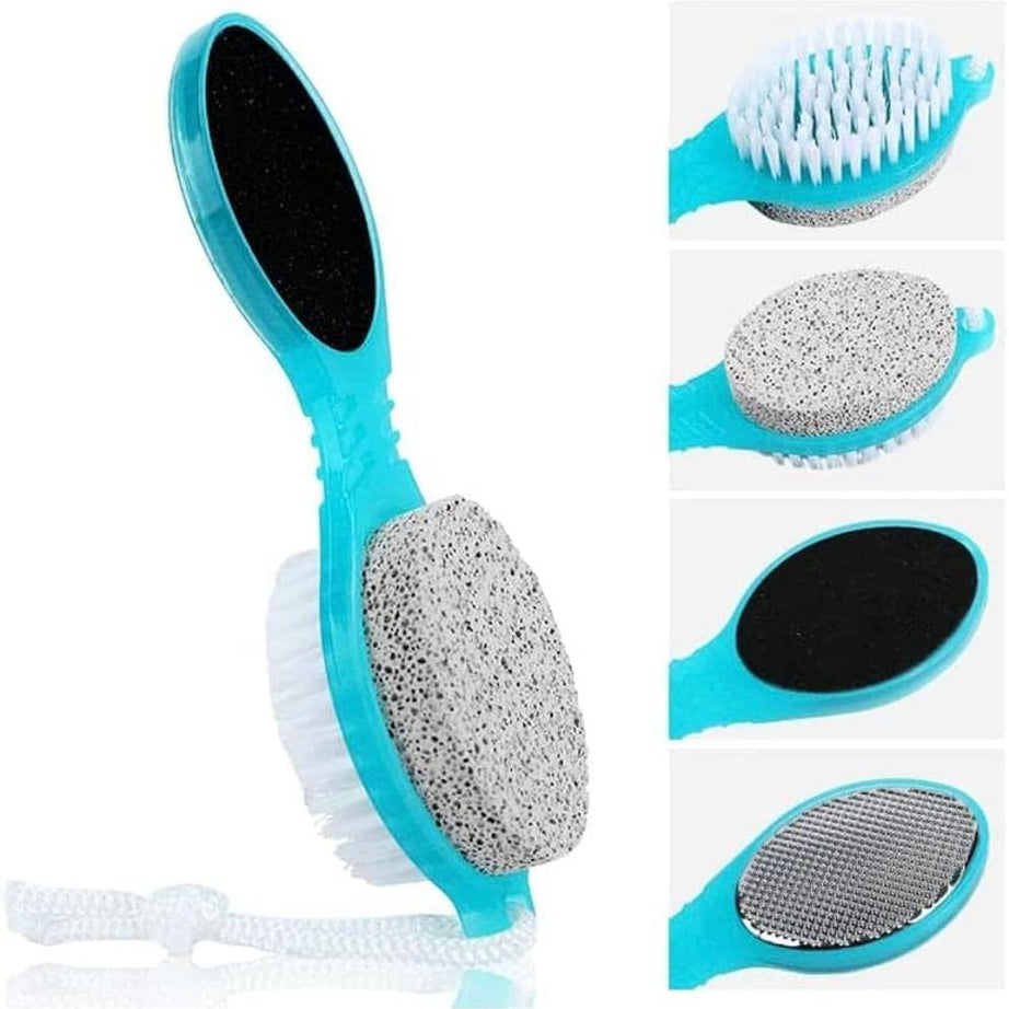 2 Pcs 4 in 1 Foot File with Pedicure Multiuse Manicure Pedicure Brush Cleanse Scrub File Buff