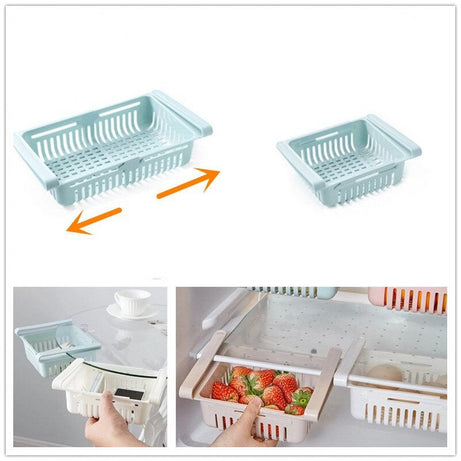 Buy 1 get 2 Free Offer Adjustable Fridge Storage Basket Racks & Sliding Tray Pack of 3 Sets