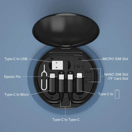 5 in 1 Portable Multifunctional 60W Charging Data Cable Set and Mobile Phone Holder Storage Box For All Devices