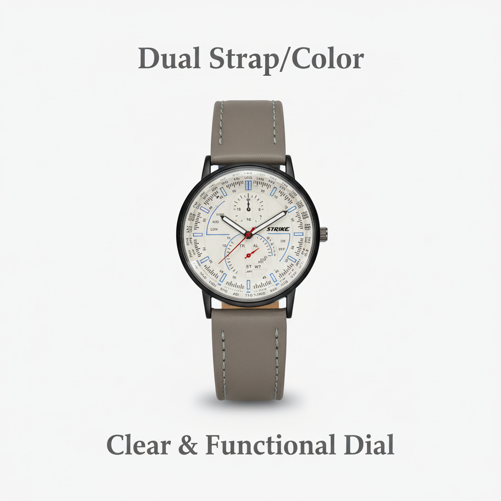 GearLine Dual Strap Navy Blue & Gray Men Watch