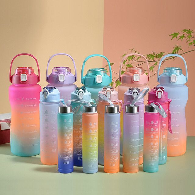 Pack Of 3 Motivational Sports Water Bottles (Random Colour)