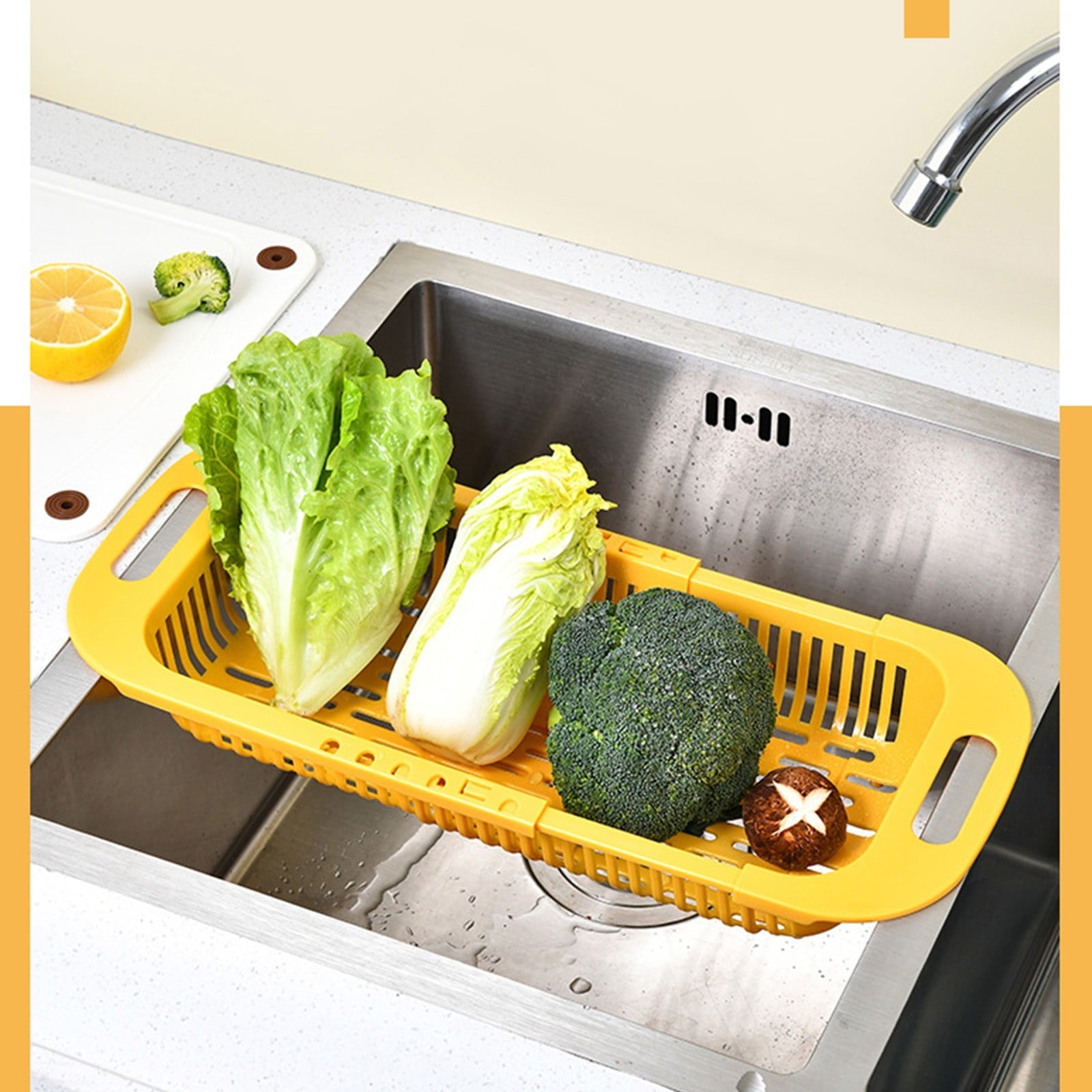 Adjustable Vegetable Drain Rectangular Plastic Basket for Dishwasher Vegetable Racks and Sinks