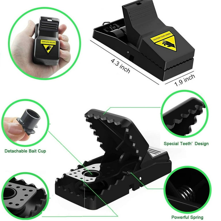 (Pack of 3) Plastic Mouse Trap Kill Fast Mice Rat Trap Reusable Mouse Snap Catcher for Home and Outdoor Use