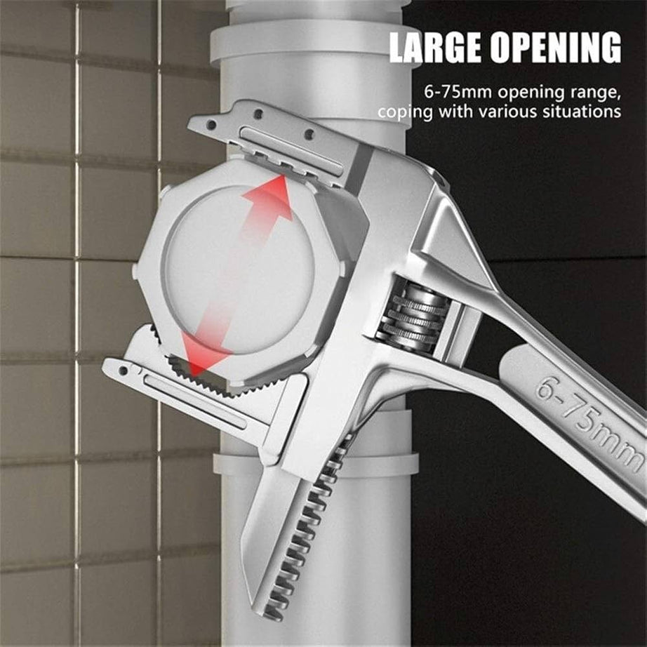 Multi-function Adjustable Large opening Universal Wrench with Twistable Round Tube