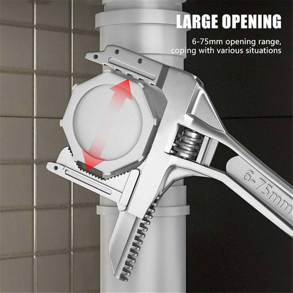 Multi-function Adjustable Large opening Universal Wrench with Twistable Round Tube