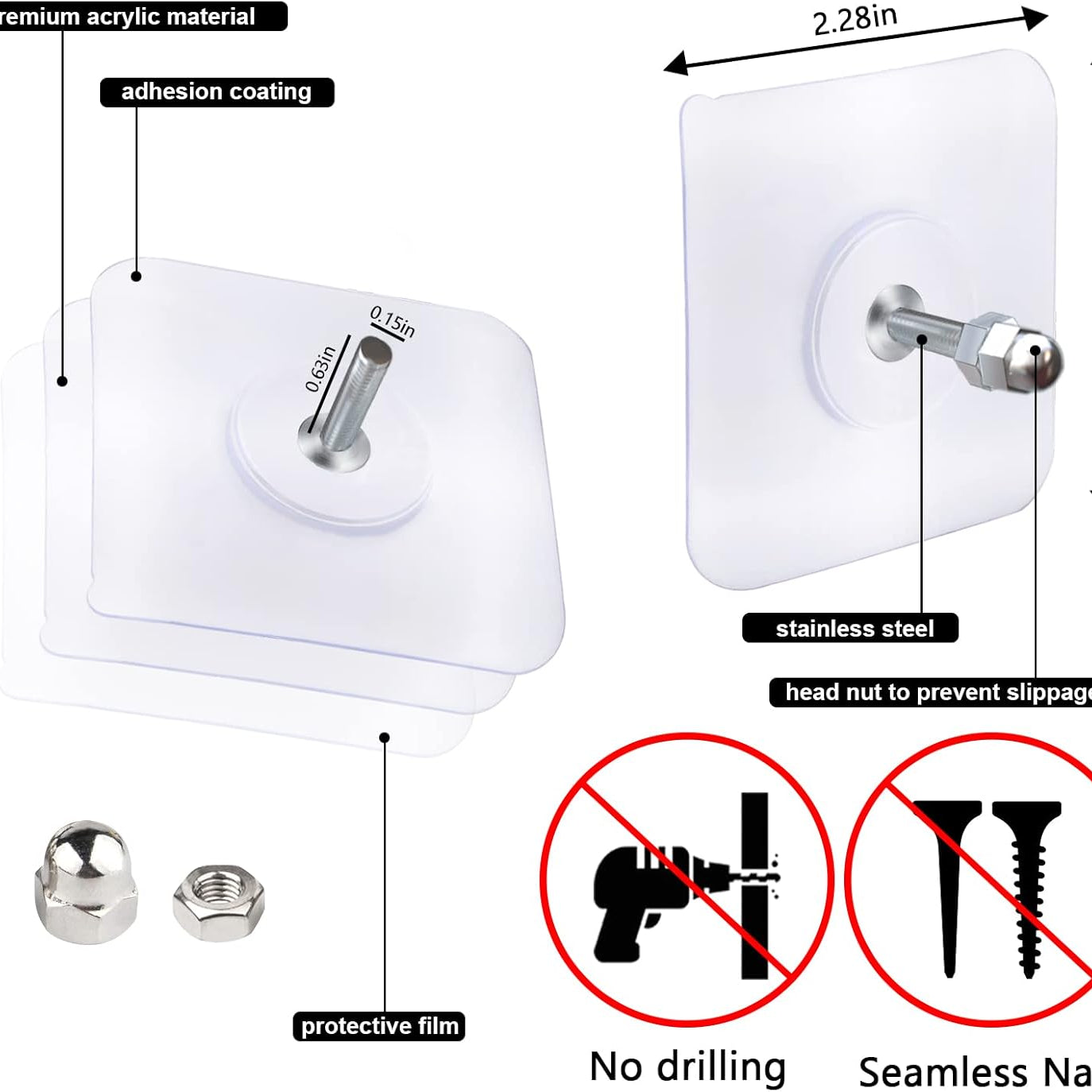 Punch Free Self Adhesive Screw Wall Hook For Home and Outdoor Use