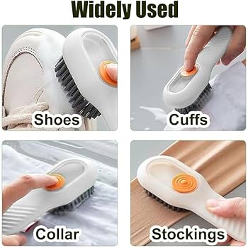 (Pack of 2) Multifunctional Easy to Use Press Liquid Brush with Soap Dispenser for Cleaning Shoes Clothes Laundry Household Use in Bathroom Kitchen