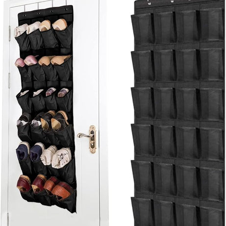 Over The Door Hanging Shoe Organizer With 24 Pockets for Shoes, Wall Hanging Wardrobe, Large Mesh Pockets for Bedroom, Living Room