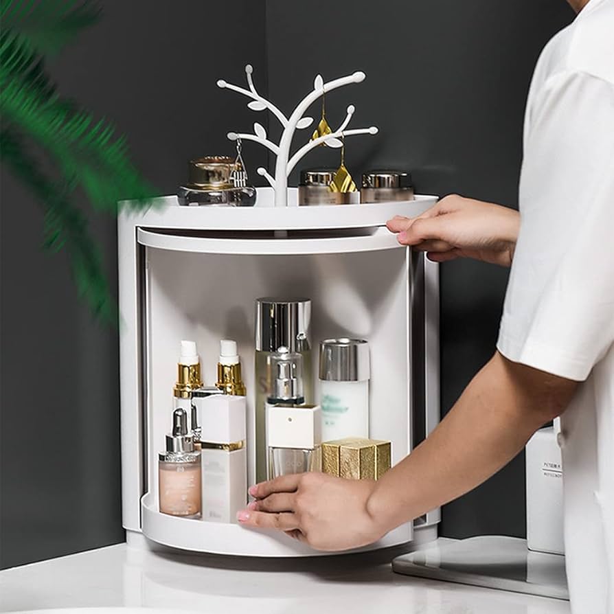 360 Degree Plastic Single and Double Layer Rotatable Corner Cabinet For Home Use