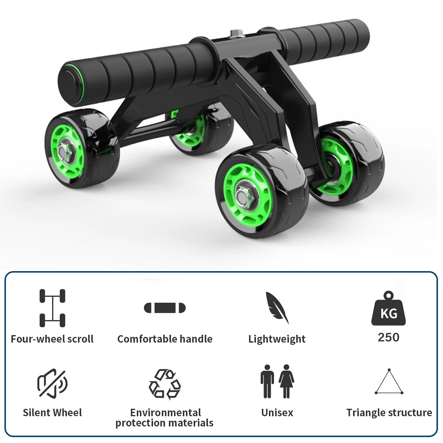 Metal 4 Wheel Abdominal Exercise Roller For Man and Woman Tool With Box