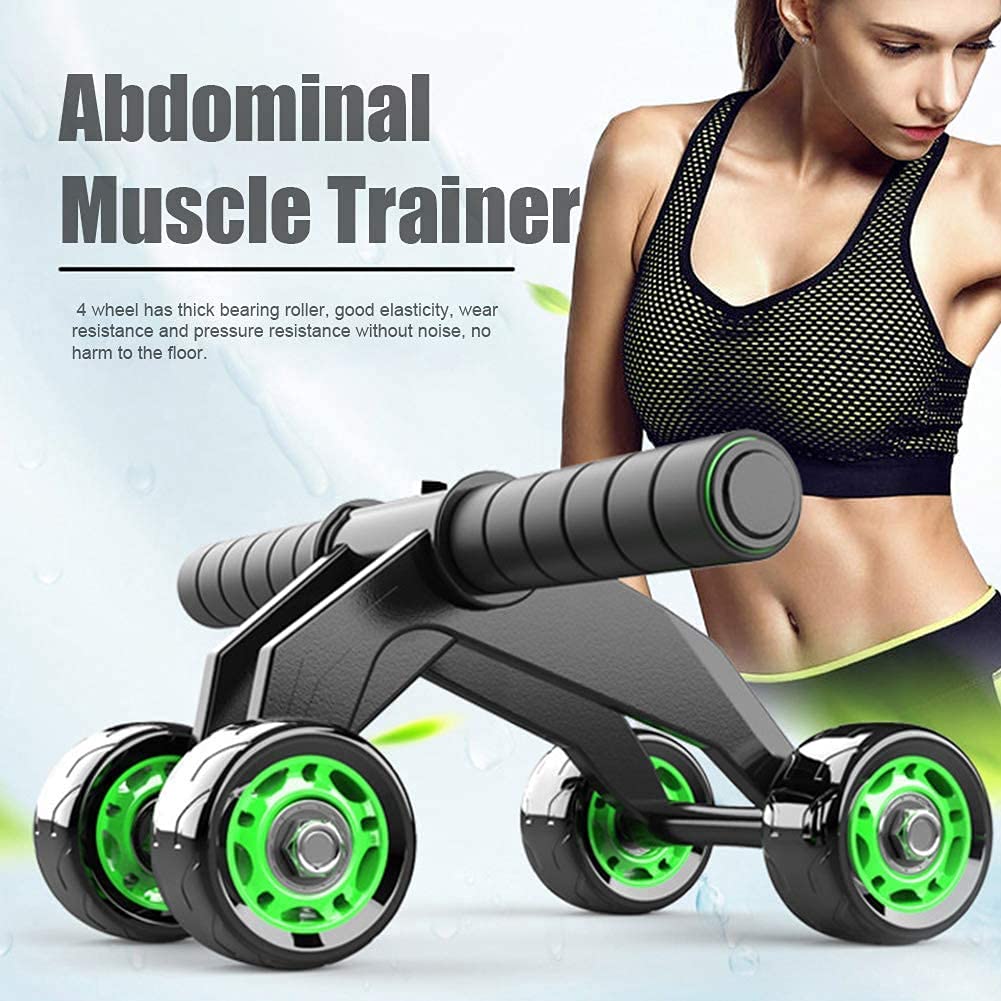 Metal 4 Wheel Abdominal Exercise Roller For Man and Woman Tool With Box
