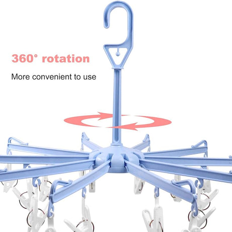 Portable 360 Degree Rotatable Folding Sock Quick Dryer Hanger for Washing Line Travel Towels and Baby Clothes