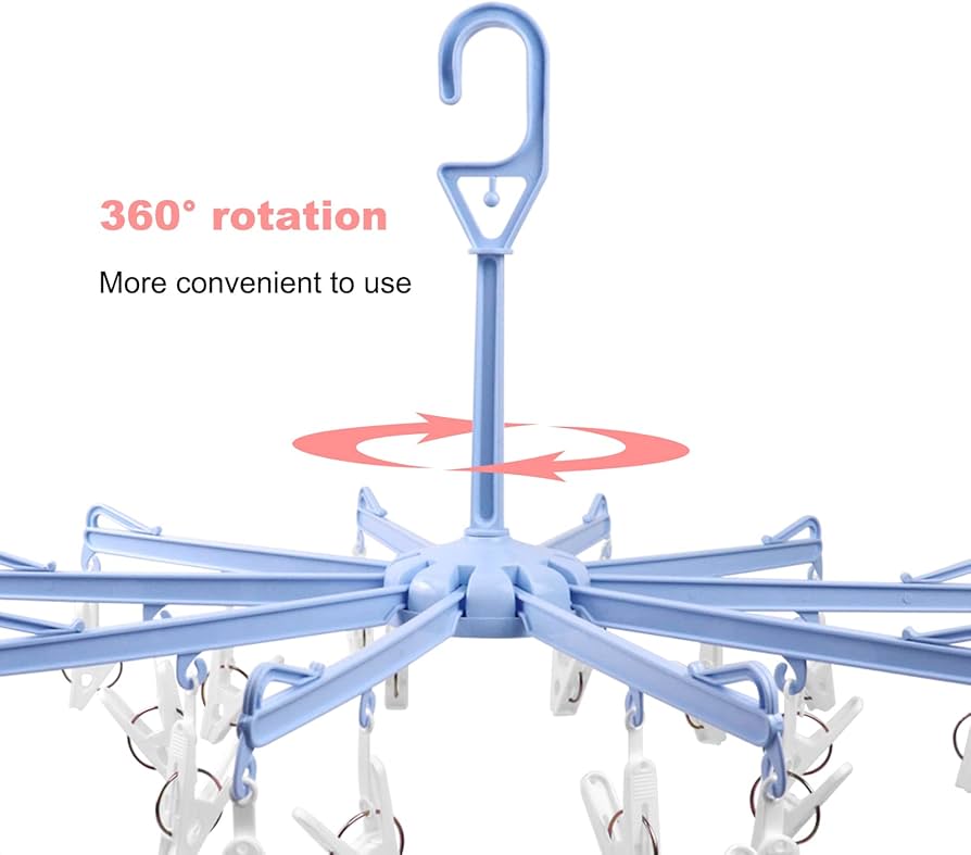 Portable 360 Degree Rotatable Folding Sock Quick Dryer Hanger for Washing Line Travel Towels and Baby Clothes
