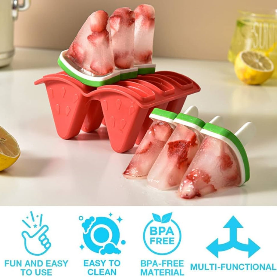 Reusable Watermelon Ice Popsicle Molds for make Homemade Ice Cream with Yogurt, Juice or Smoothies