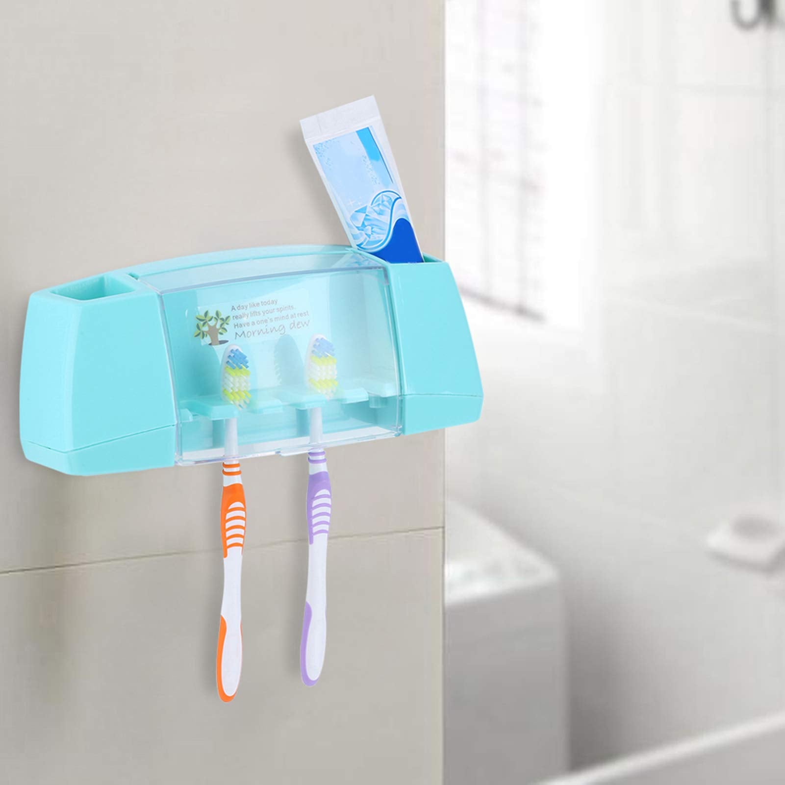 Multi-Functional Toothbrush and Toothpaste Dispenser with 5 Toothbrush Slots for Bathroom