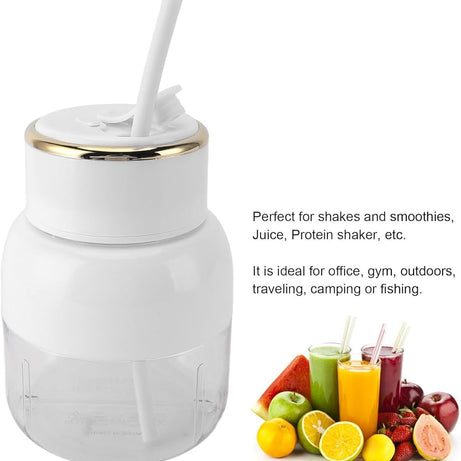 Portable USB Rechargeable 800ml Juicer Blender Cup with Straw Use in Home and More
