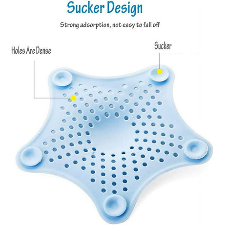 (Pack of 3) Basin Silicone Starfish Rubber and Sink Hair Catcher