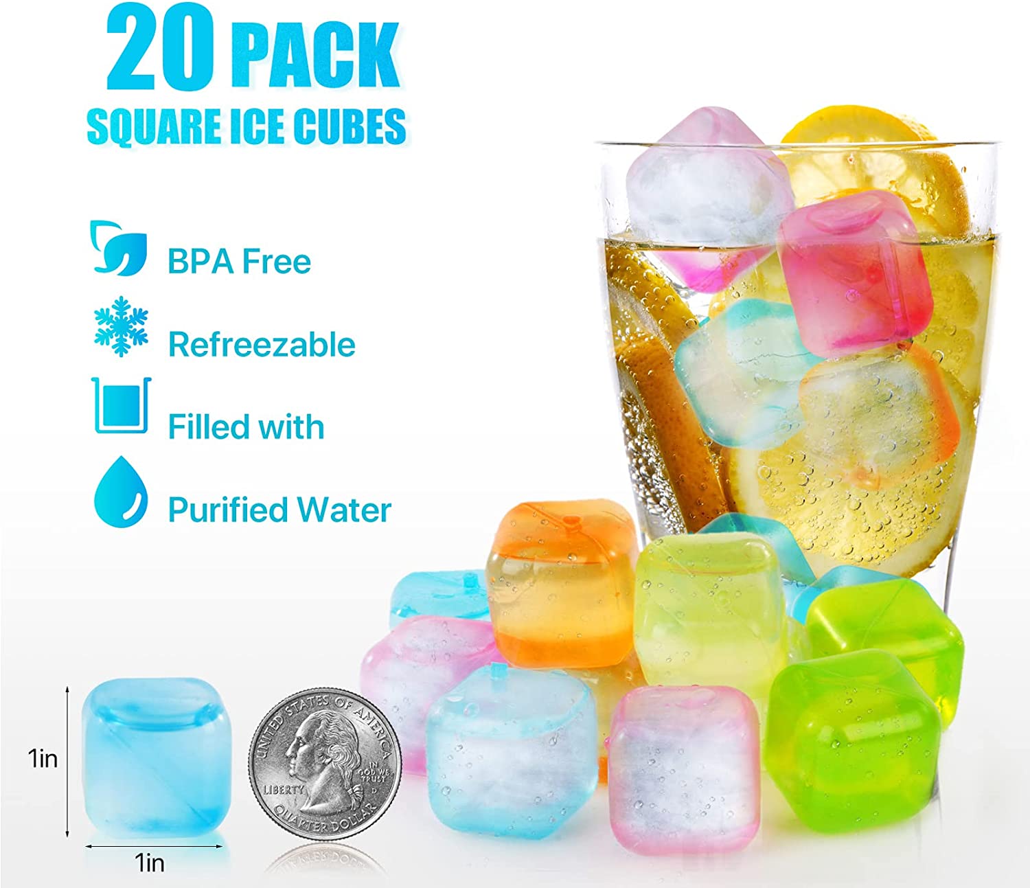 Grand Sale Offer Avail Buy 10 get 10 Free Offer Plastic Reusable Ice Cubes of Fashionable and Stylish Square Ice 20 Pcs in Rs 999