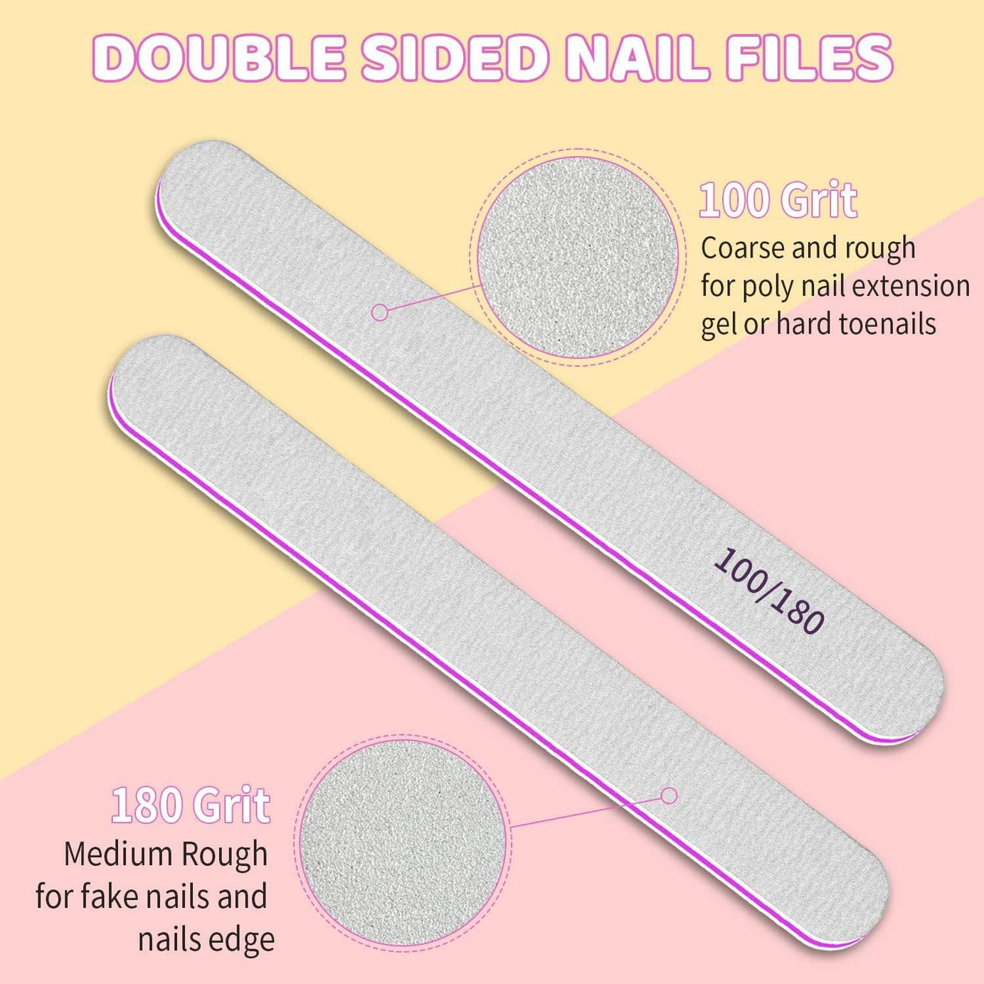 Double Sided Emery Board – Washable 100/180 Grit Nail File