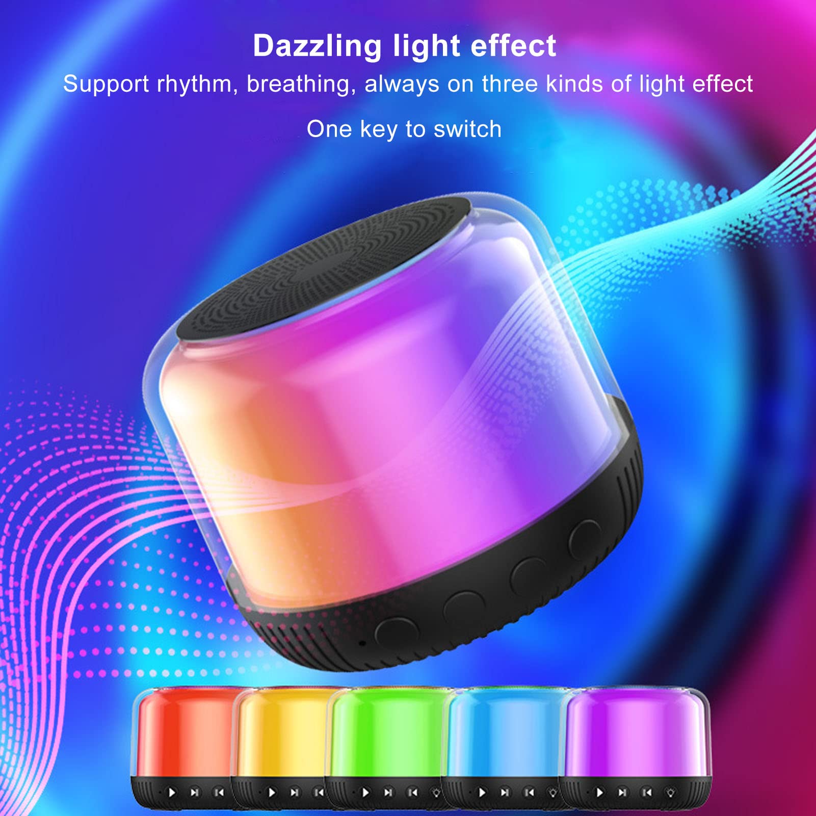 Mini Rechargeable Wireless Portable Bass Boosted Tabletop Stereo Speaker with Dual Pairing RGB Lights with Box For Home and Outdoor Use