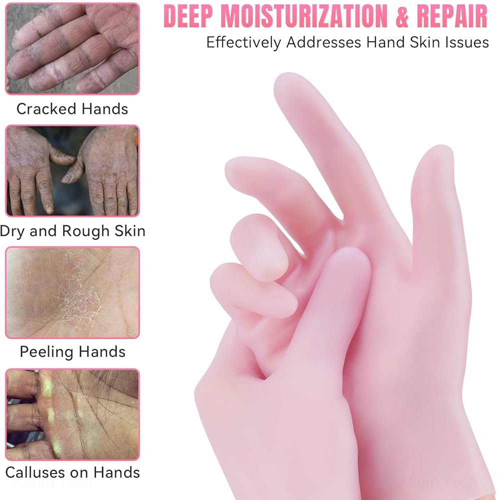 1 Pair Silicone Moisturizing Lotion Gel Gloves For Eczema and Rough Dry Skin Treatment