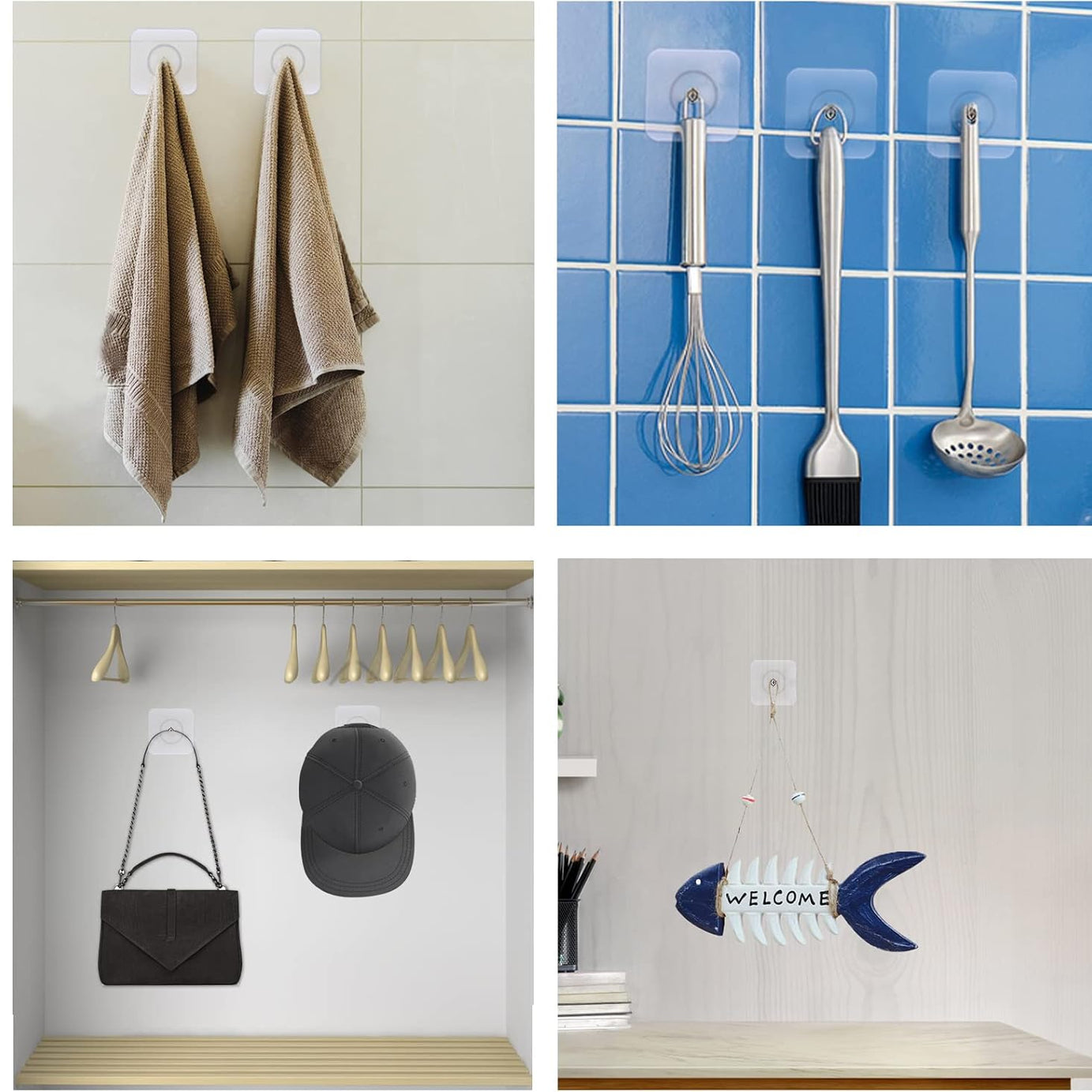 Strong Punch Free Self Adhesive Wall Screw Rod Hooks and Nail Mounting Hang Kit