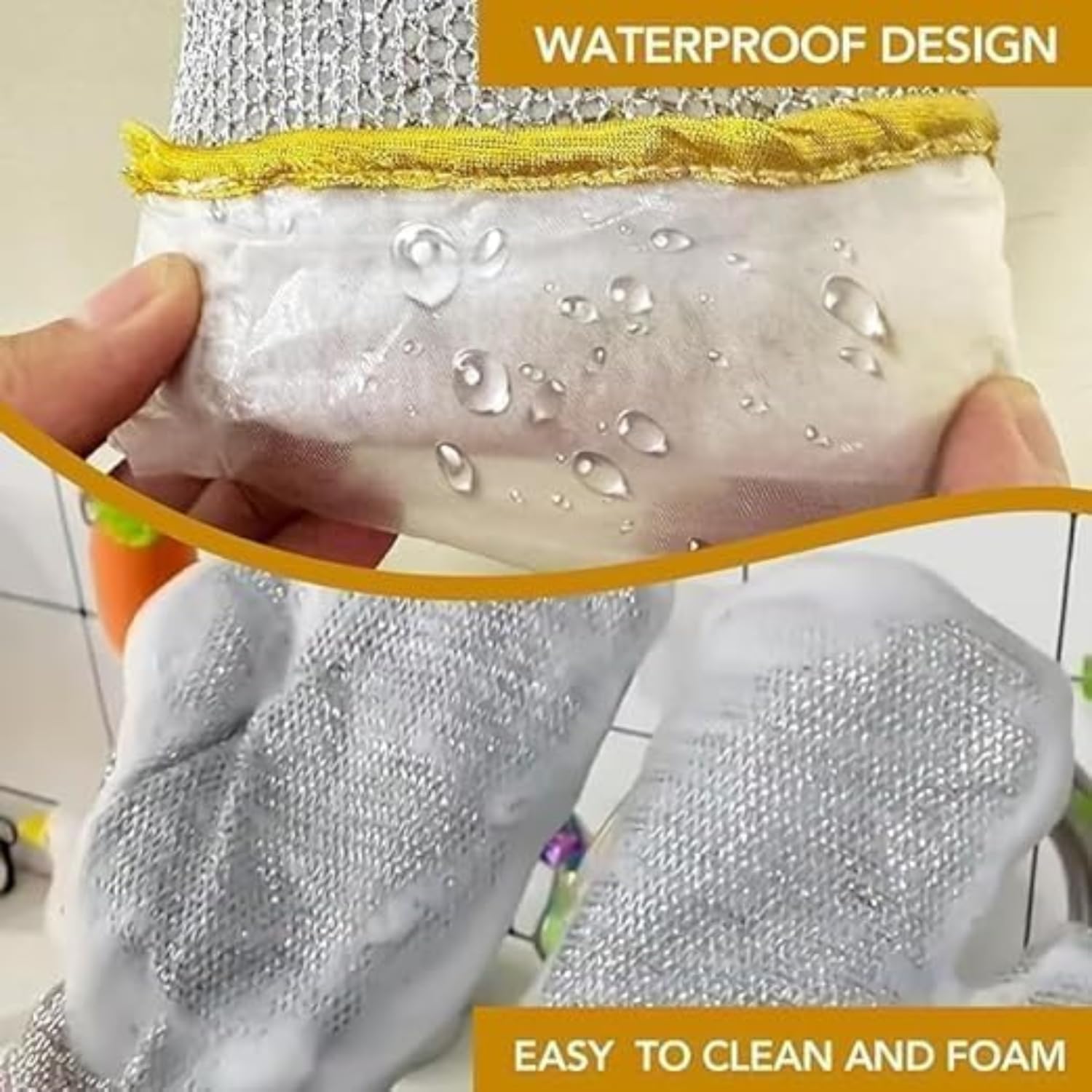 2 Pcs Reusable Steel Wire Dishwashing Gloves