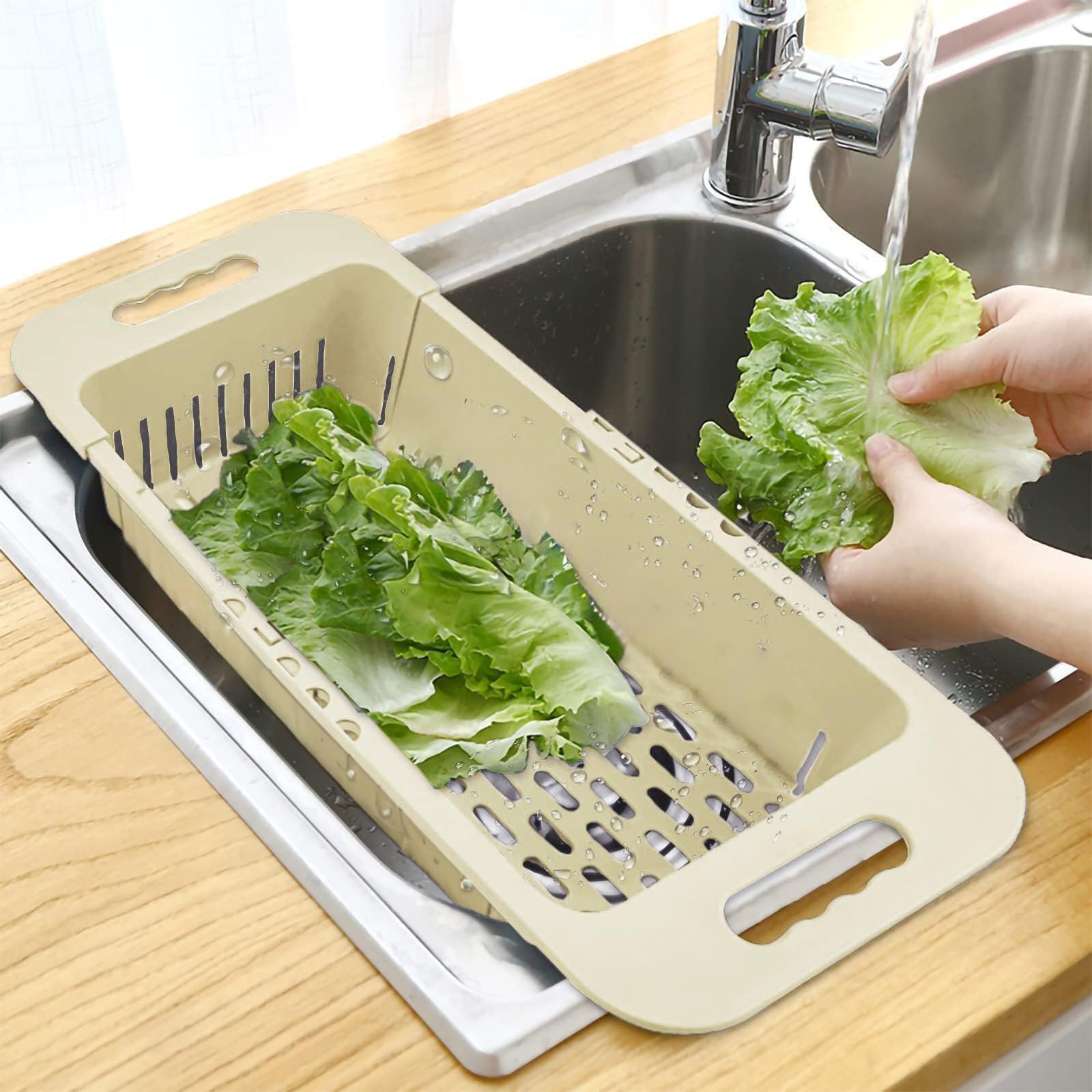 Adjustable Vegetable Drain Rectangular Plastic Basket for Dishwasher Vegetable Racks and Sinks