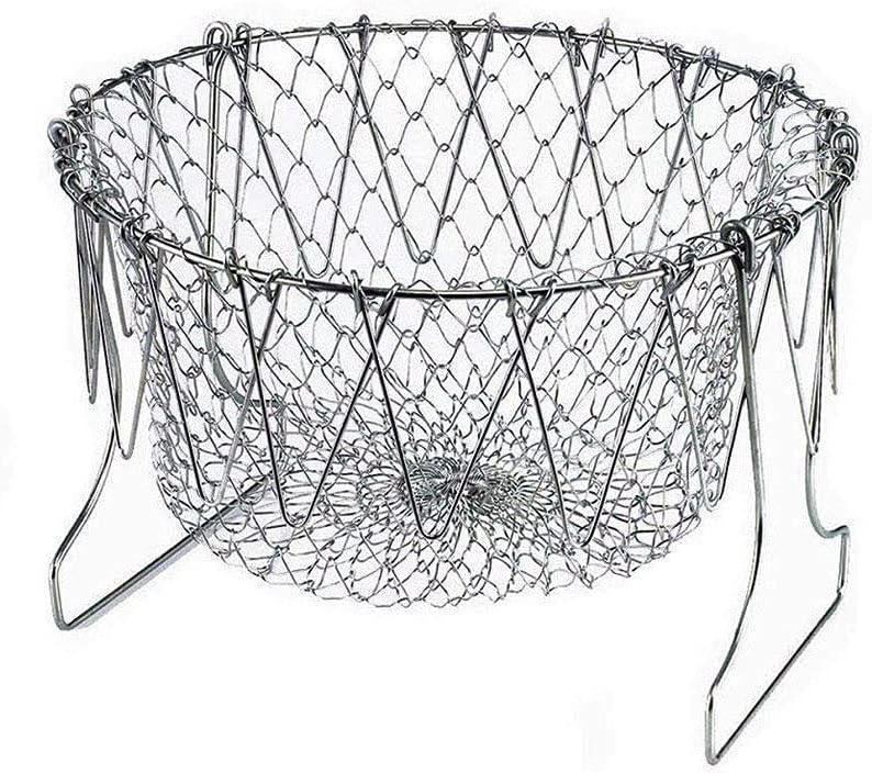 High-Quality Stainless Steel Foldable Chef Basket For Fried Food and Fruits