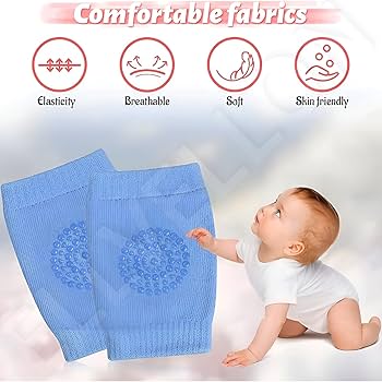 (Pack of 2 Pairs) Soft Elastic Anti Slip Crawling Safety Protector Leg Cushion Knee Elbow Brace Pads For Babies and Toddlers