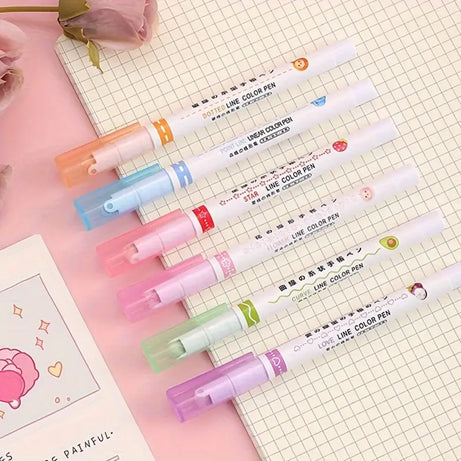 (Pack of 6) Linear Roller Design Color Pen