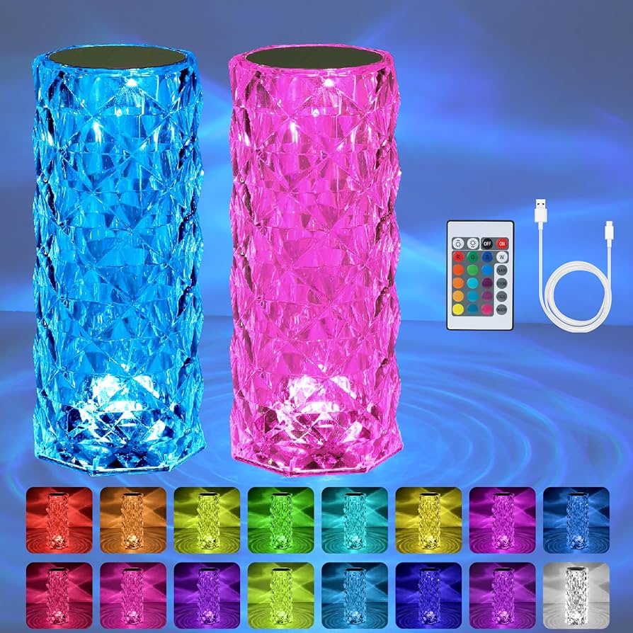 Crystal Table Lamp – 16 Color Touch & USB Powered!