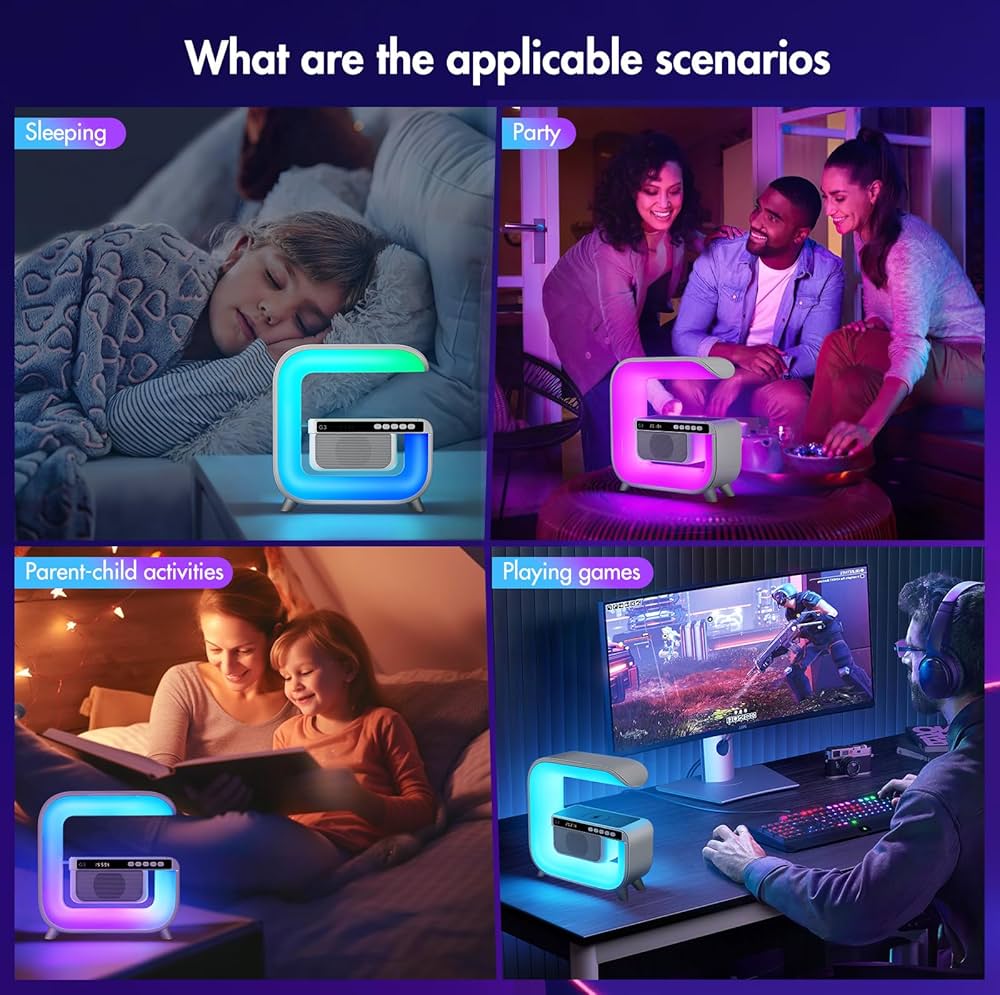 Atmosphere RGB G Lamp with Hi Fi Bluetooth Speaker and Wireless Charger for Home Decor