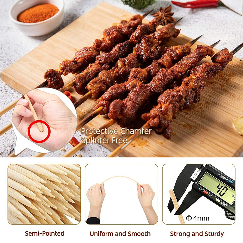 Pack Of 100 Wooden Skewers Sticks for BBQ