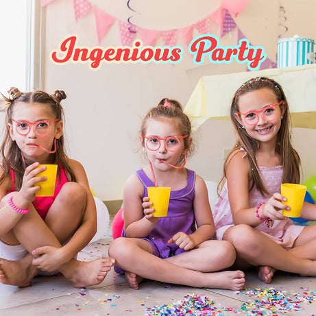 (Pack of 2) Crazy Funky Funny Soft Flexible Plastic Unique Drinking Straw Eye Glasses For Kids Used In Parties