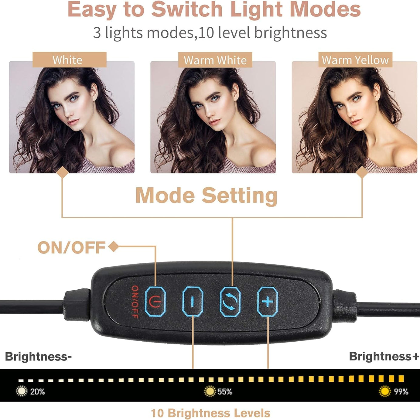 LED Selfie Ring Light with Optional Tripod for Photography Tiktok Live Stream Makeup and Compatible with iPhone & Android