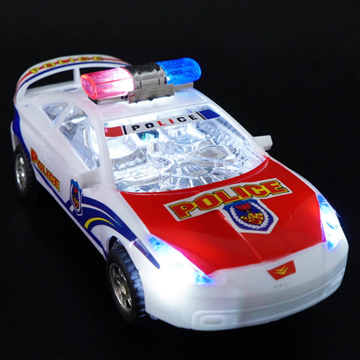 Electric Alloy Simulation Police Car Diecast Model Toy with LED Light and Music For Kids with Box