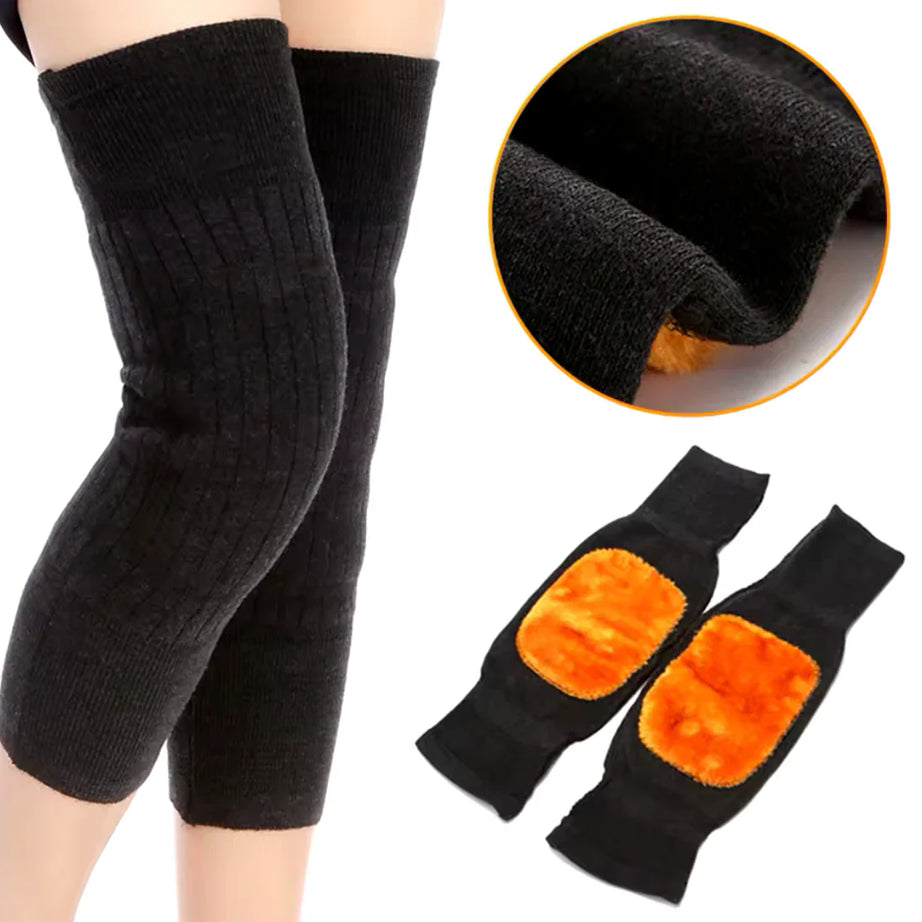 2 Pcs Warm Wool Knee Pads Super Elastic Knees Sleeves Support Protector