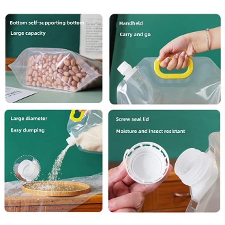 (Pack of 3) 3 Liters Reusable Moisture Proof Sealed Rice Packaging Kitchen Insect Proof Grain Storage Food Grade Bags