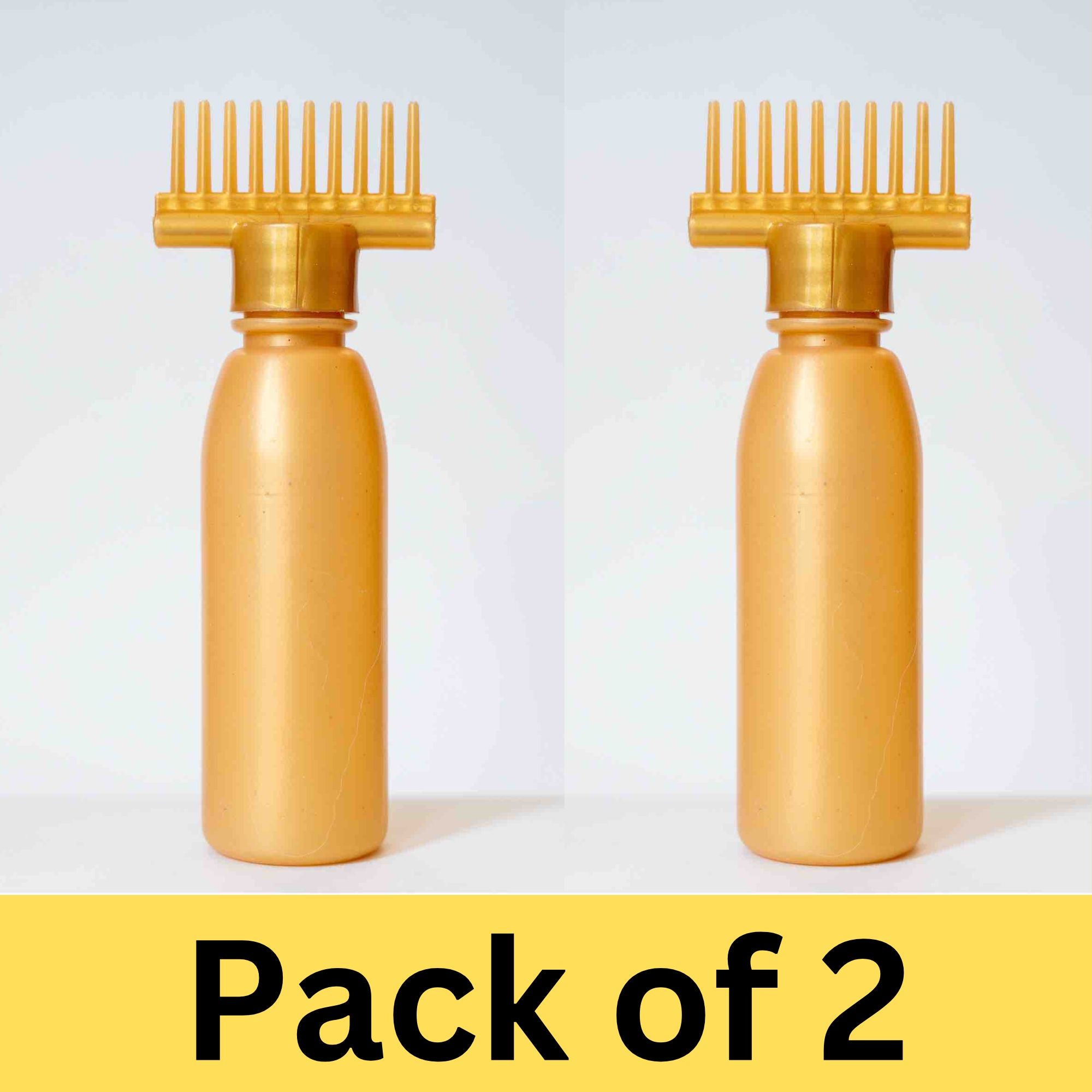 (Pack of 2) Multipurpose Yellow Hair Oil Applicator Comb Bottle