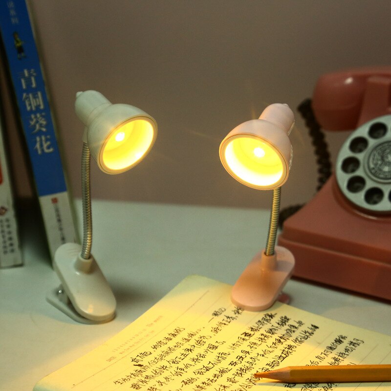 Rotatable Mini Clip On Study Desk Lamp With Clamp and Operate with Battery
