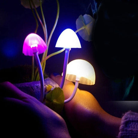 (Pack of 2) Cute Mushroom LED Night Light Dimming Sensor Wall Lamp For Home Decor