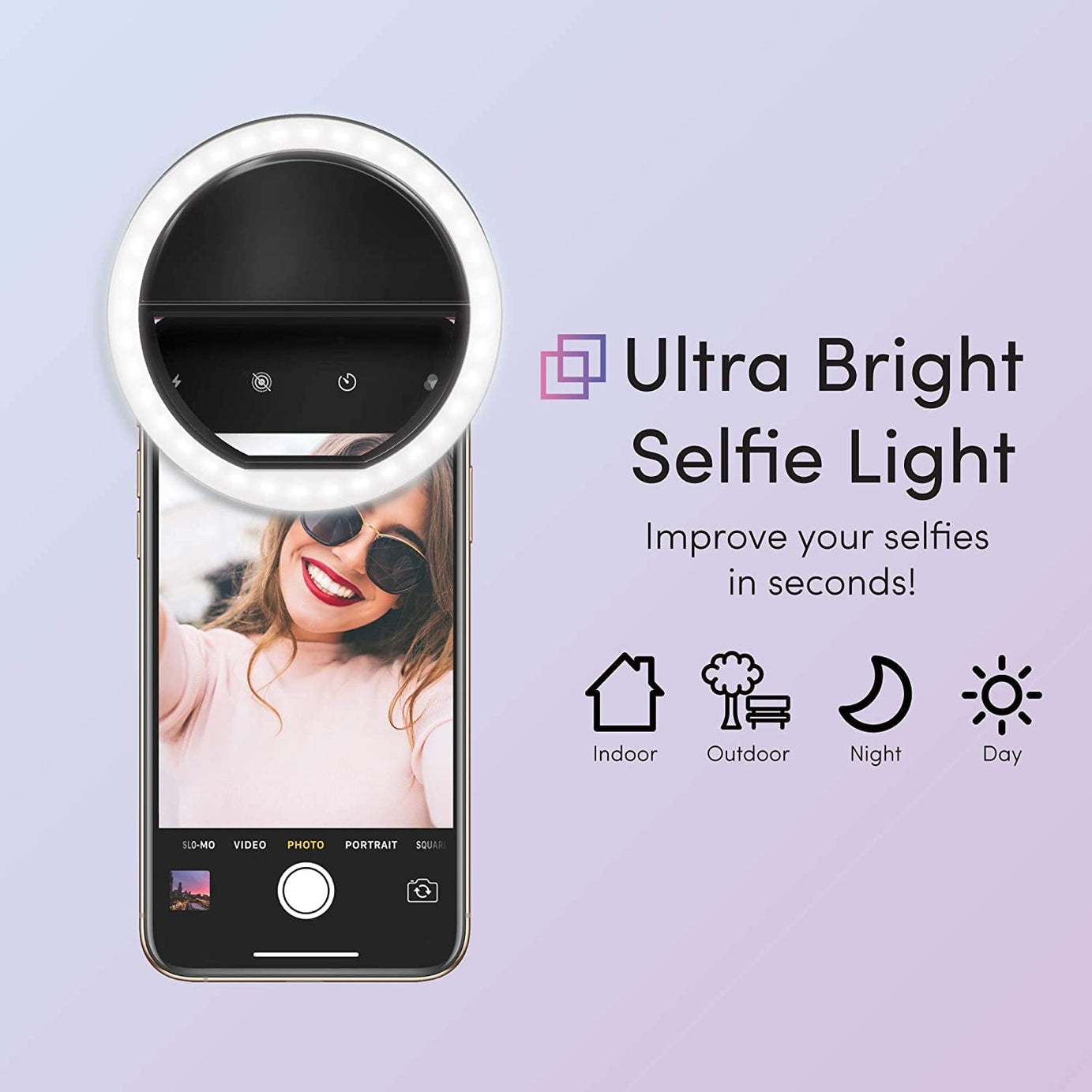 Portable USB Rechargeable Mini Mobile Selfie LED Ring Light with 3 Brightness Level